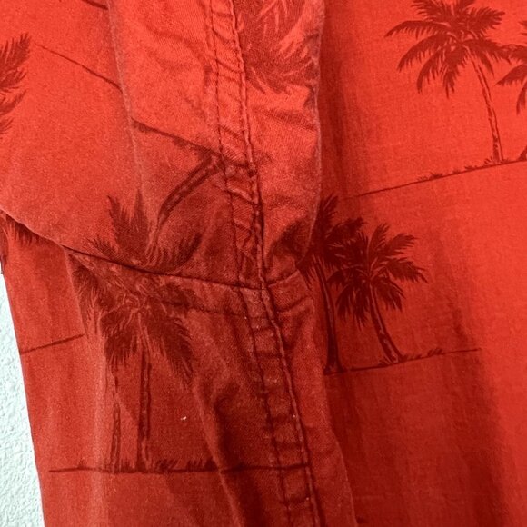 Reyn Spooner Hawaii Mens XL Orange Palm Tree Button Down Aloha Shirt - Picture 7 of 8